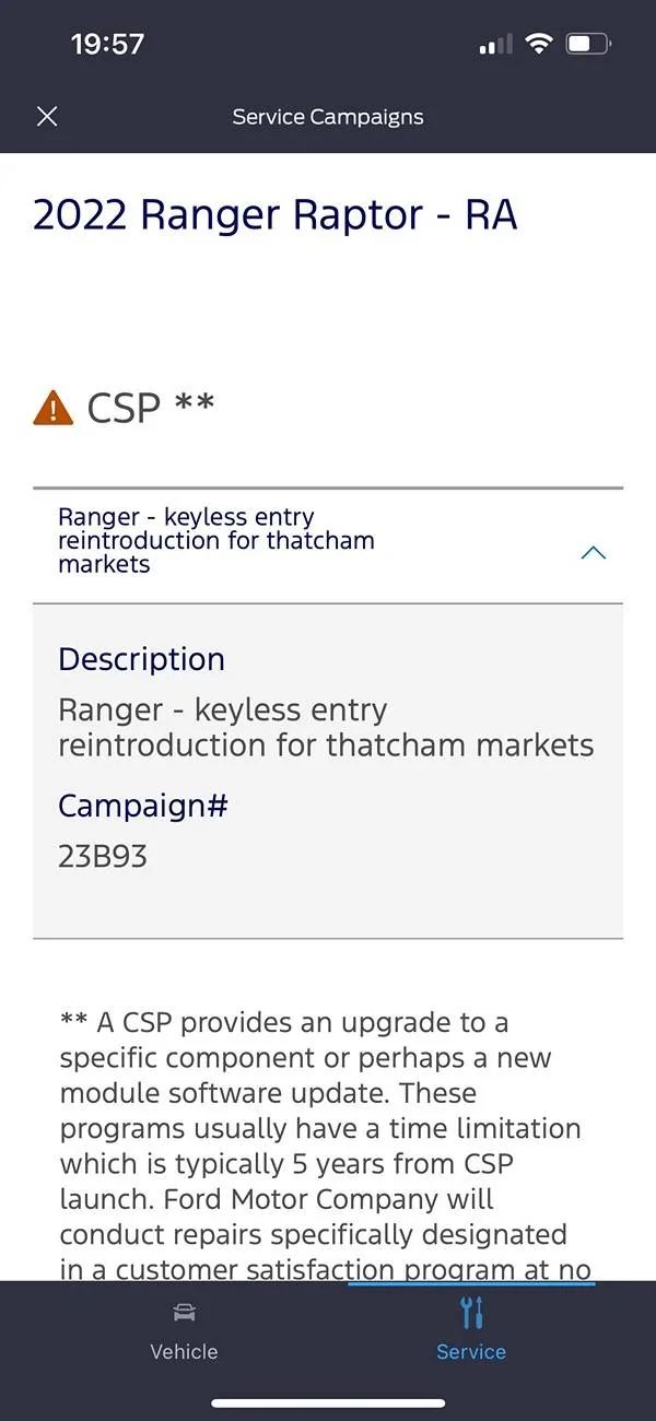 Ford Ranger Keyless Entry Notification IMG_3818