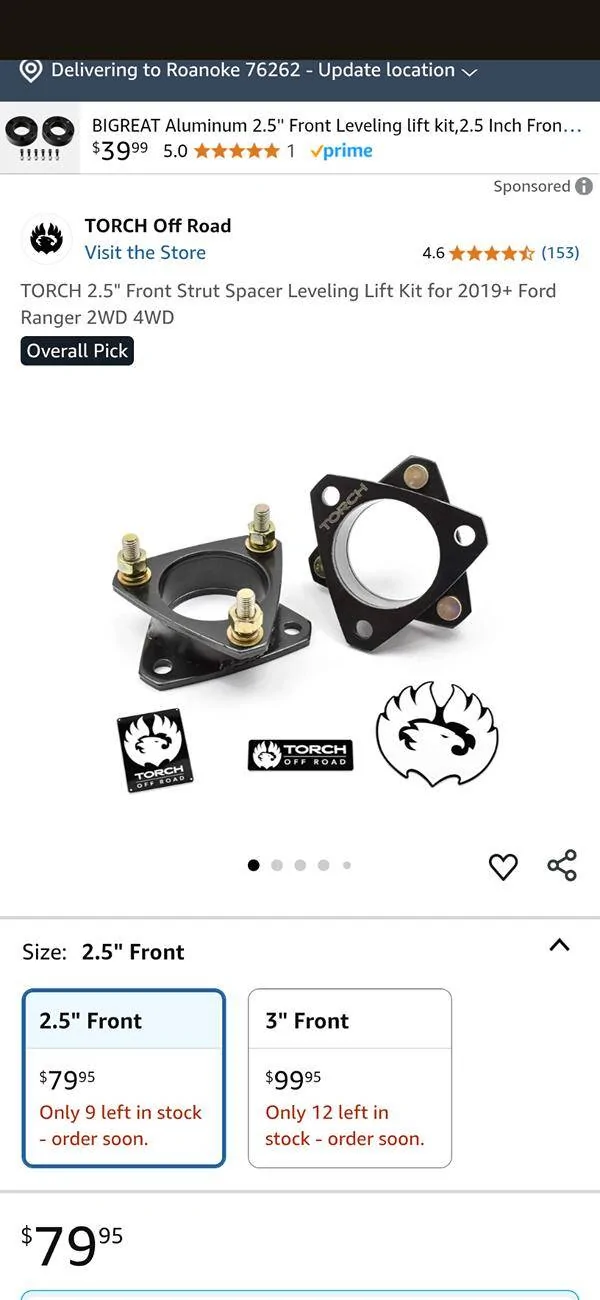 Ford Ranger Anyone install a Torch leveling kit on their G6 Ranger? 1000005276