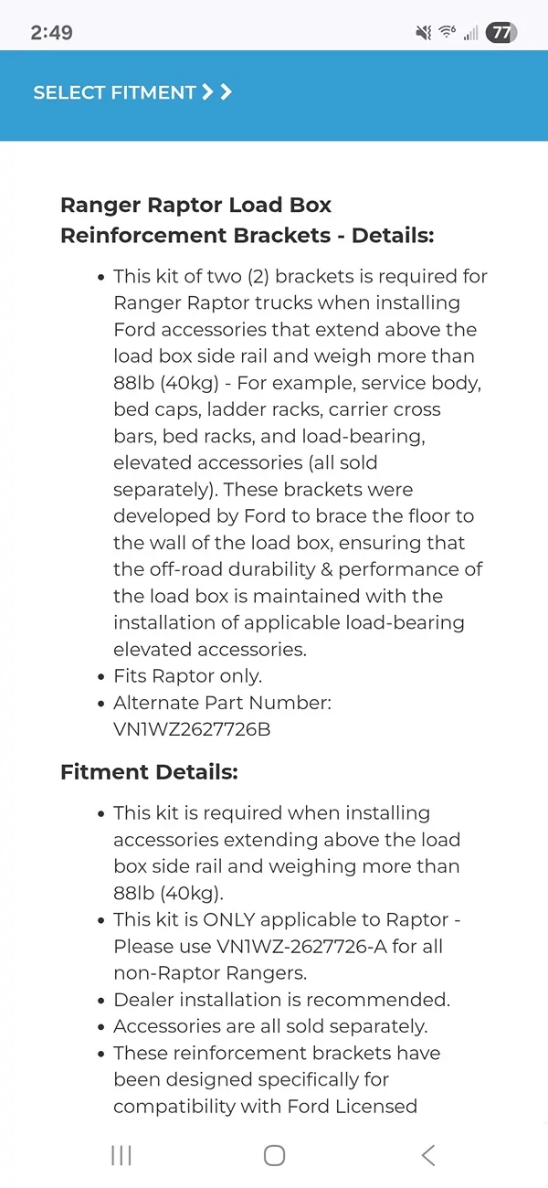 Ford Ranger J-Brace update Screenshot_20250729_144933_Chrom