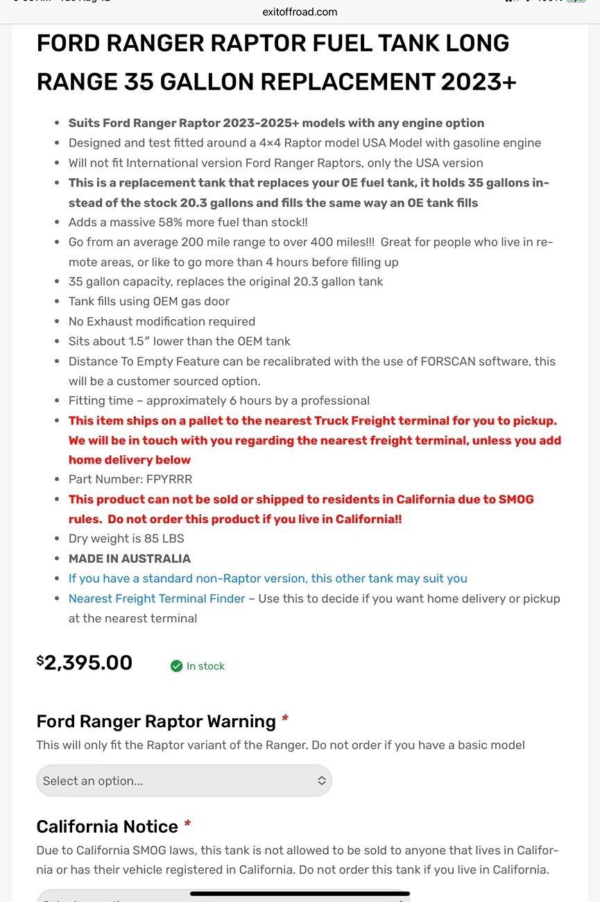 Ford Ranger Extended Range Fuel Tank IMG_8470
