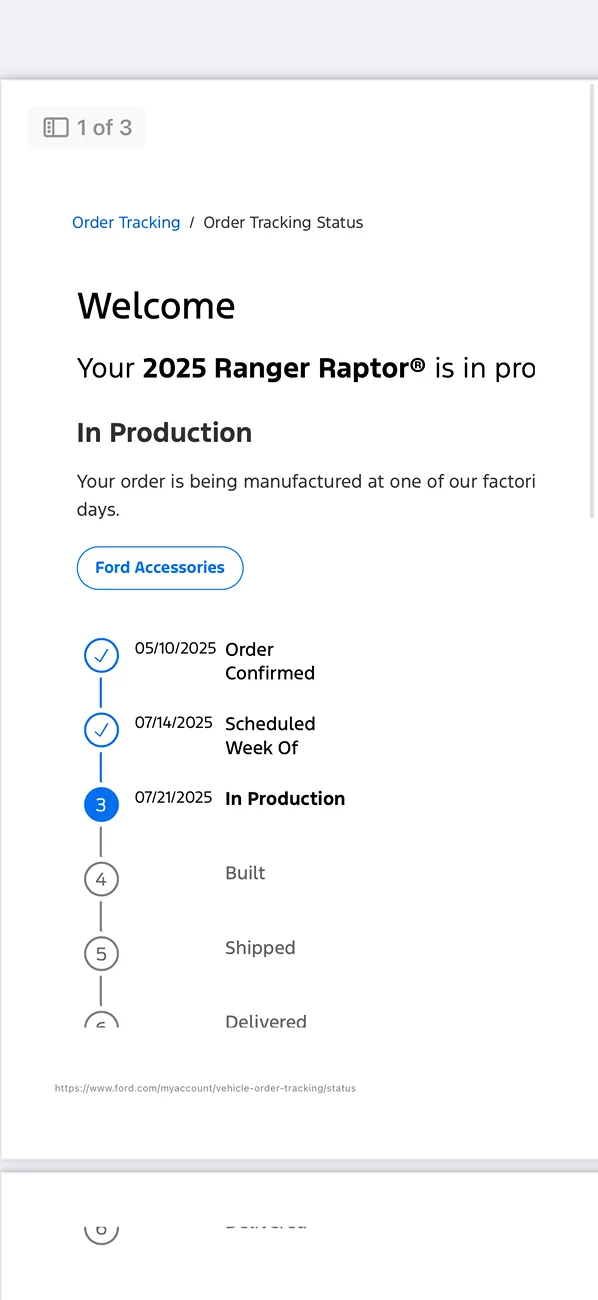 Ford Ranger 2025 Order update IMG_5061