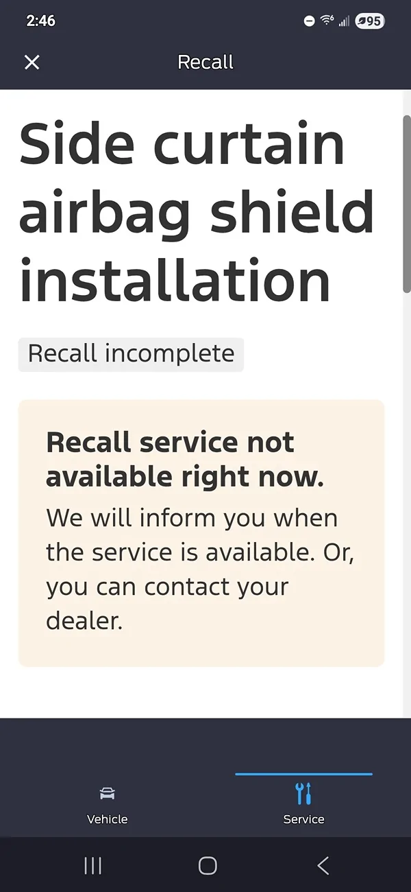 Ford Ranger Side curtain recall on 2025 Lariat 764