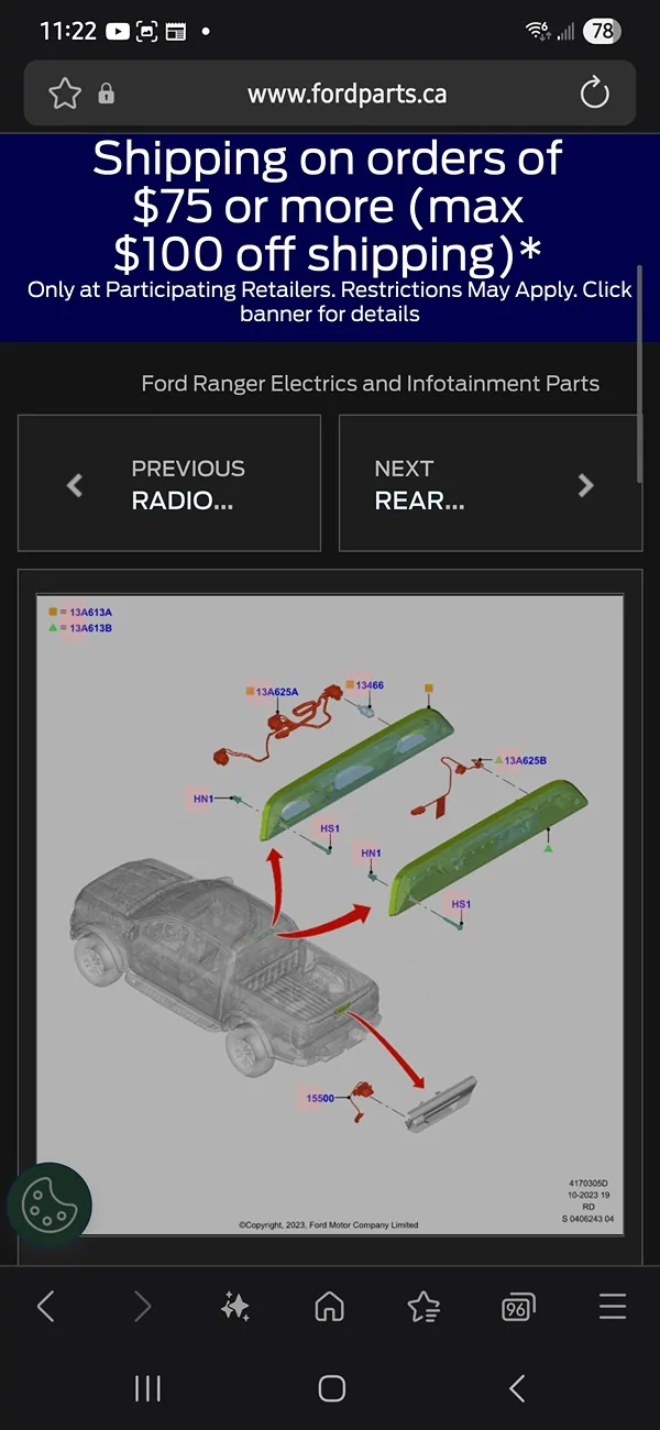Ford Ranger high mount cargo light & 3rd brake light Screenshot_20250901_112255_Samsung Internet