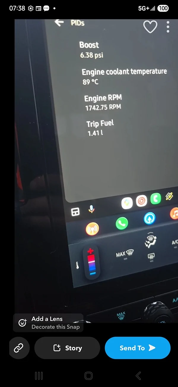 Ford Ranger Boost gauge on headunit Screenshot_20250909_073849_Snapchat