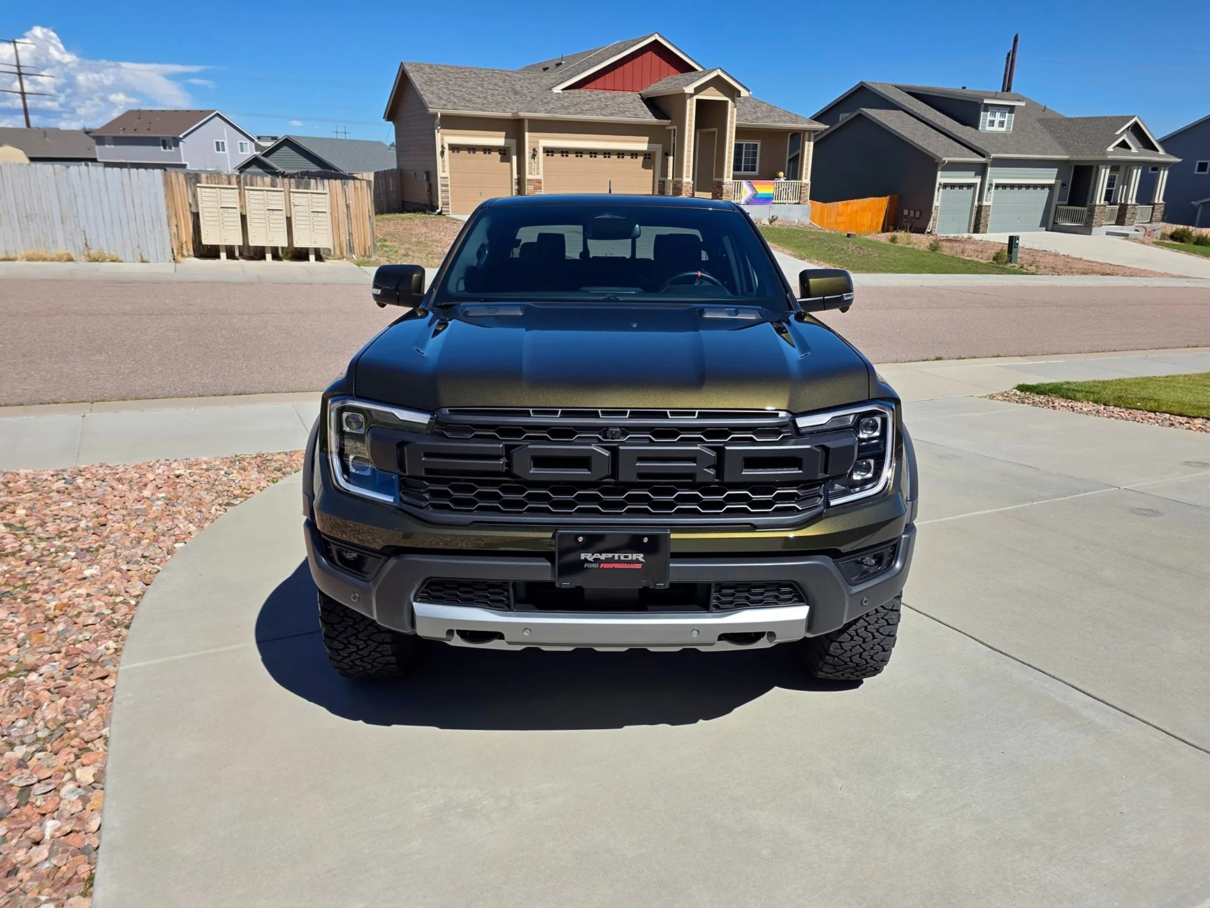Ford Ranger Debadged Shelter Green Ranger Raptor in direct sunlight. 20250910_140633