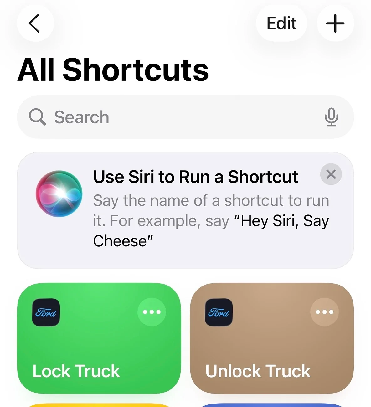 Ford Ranger “Siri, lock truck / unlock truck” using shortcut IMG_0952