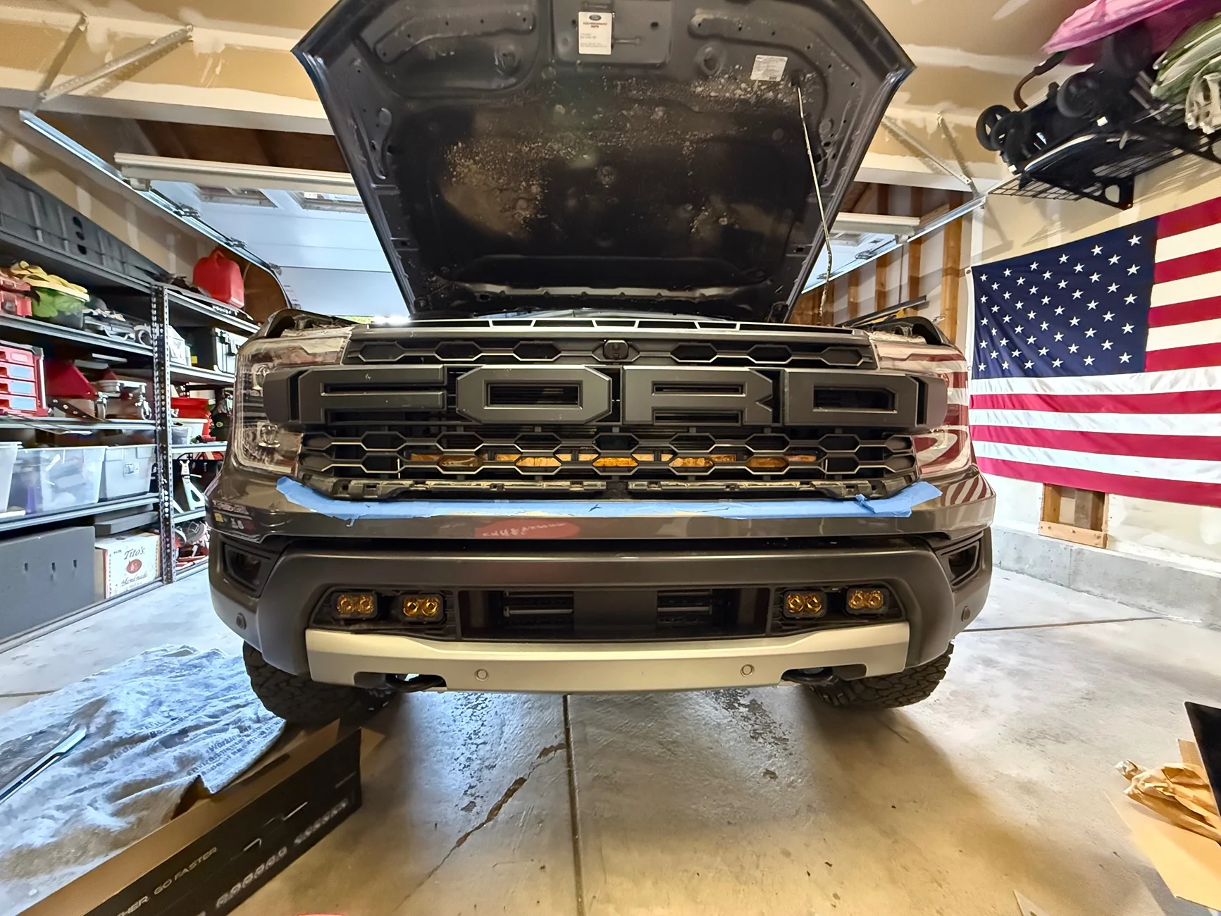 Ford Ranger Diode Dynamics 30in Stage Series Light Bar Install Behind Grill IMG_1231