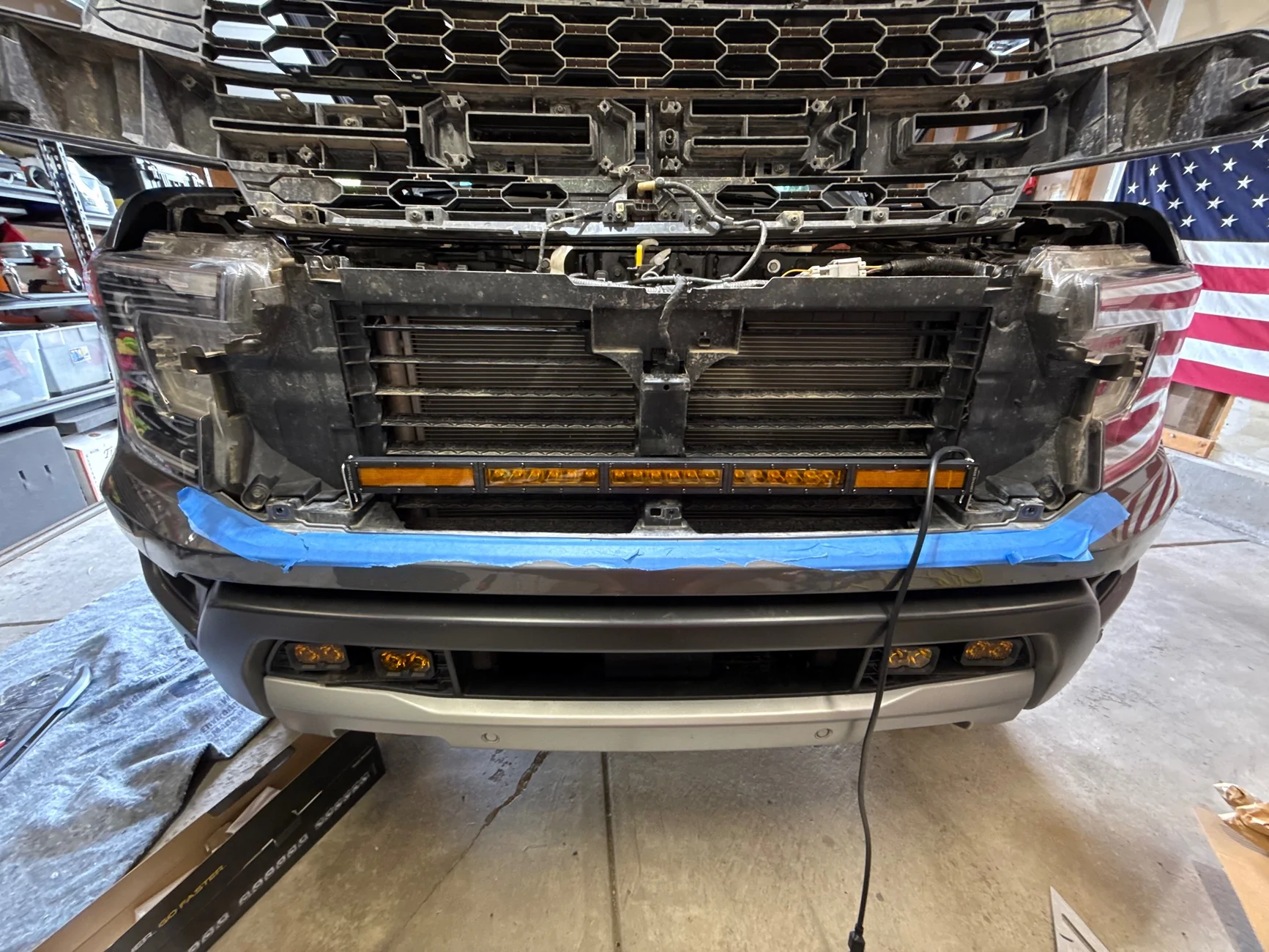 Ford Ranger Diode Dynamics 30in Stage Series Light Bar Install Behind Grill IMG_1228