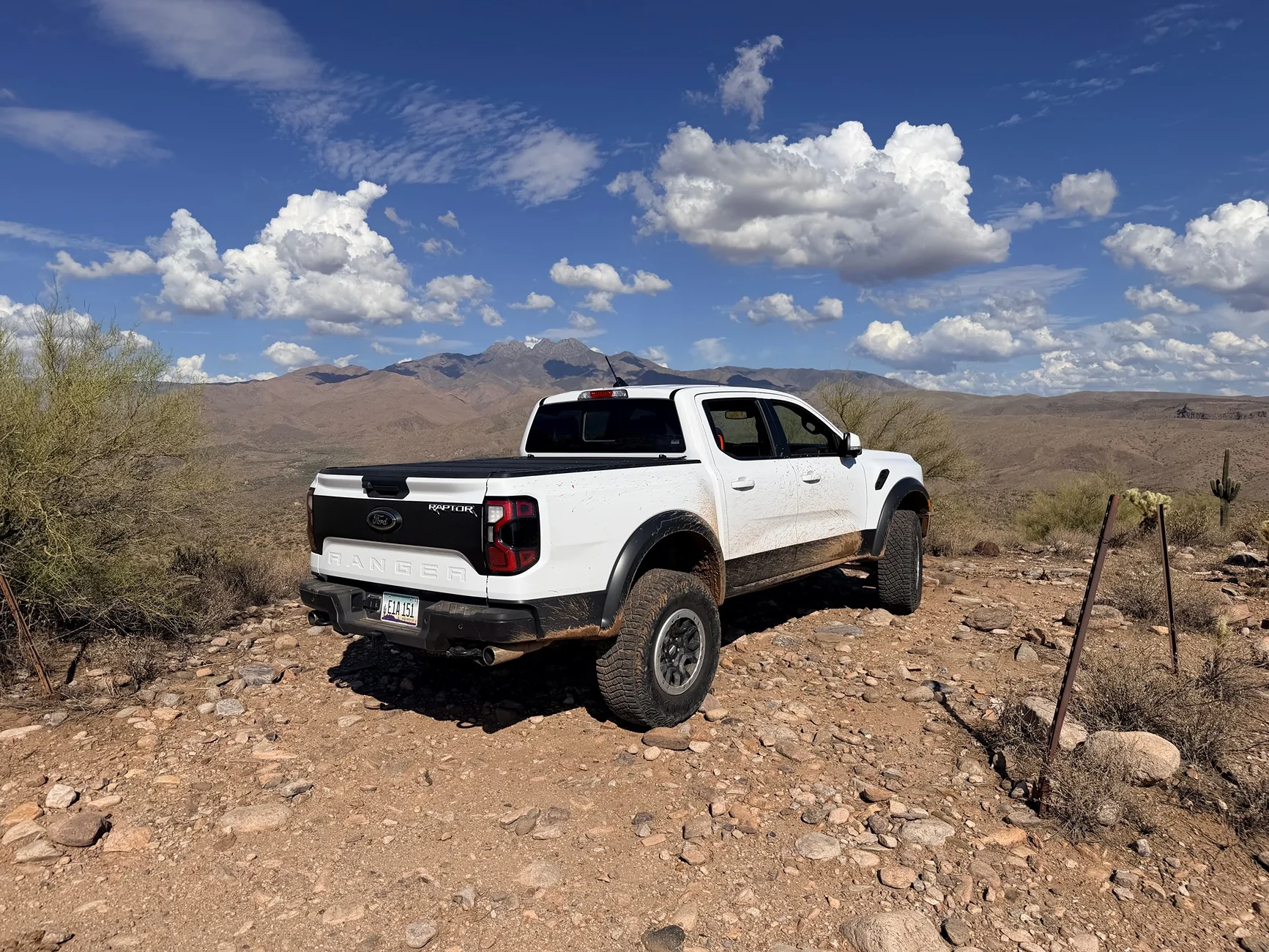 Ford Ranger 2025 AZ White Raptor: Icon 2.25" puck lift w/ Bronco Sasquatch 315/70 R17 tires and wheels. IMG_5945