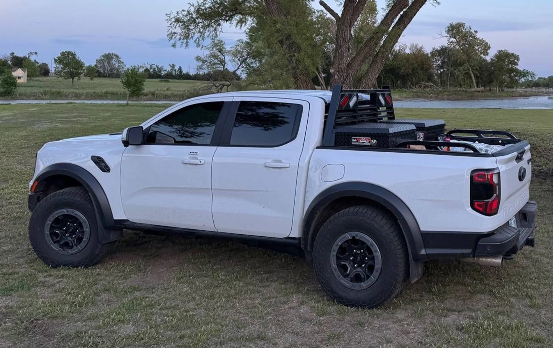 Ford Ranger 2025 AZ White Raptor: Icon 2.25" puck lift w/ Bronco Sasquatch 315/70 R17 tires and wheels. IMG_5805