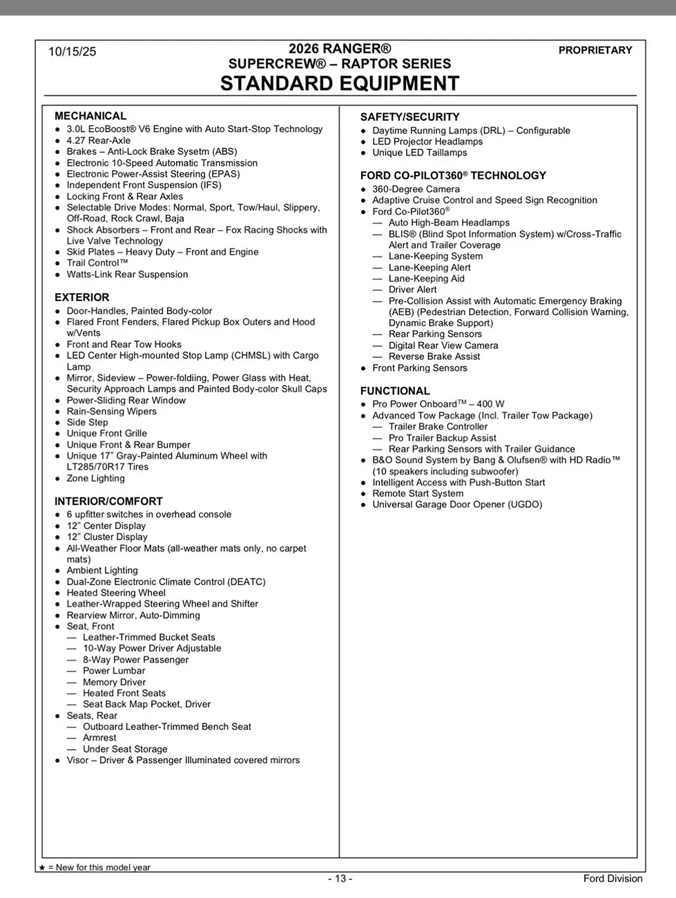 Ford Ranger 2026 RANGER RAPTOR 2026-order-guide-spec-sheet-v0-5nrnd7x2wivf1