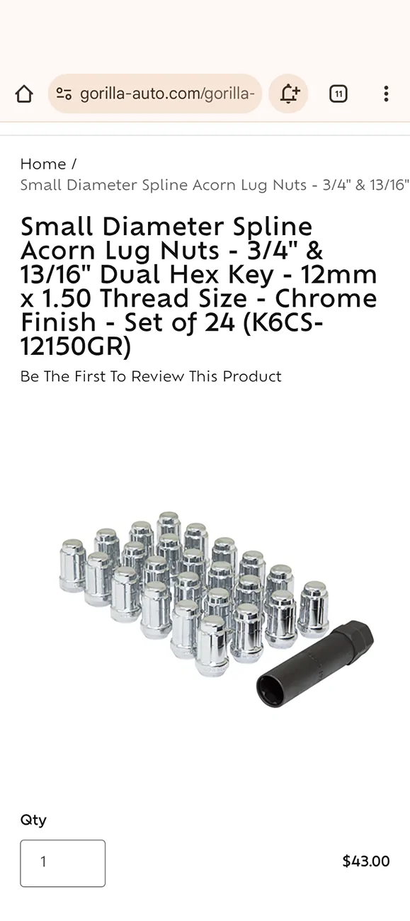 Ford Ranger SOLD THROUGH- Gorilla spline lug nut Kit FOR $4 -LINK Screenshot_20251025-061402