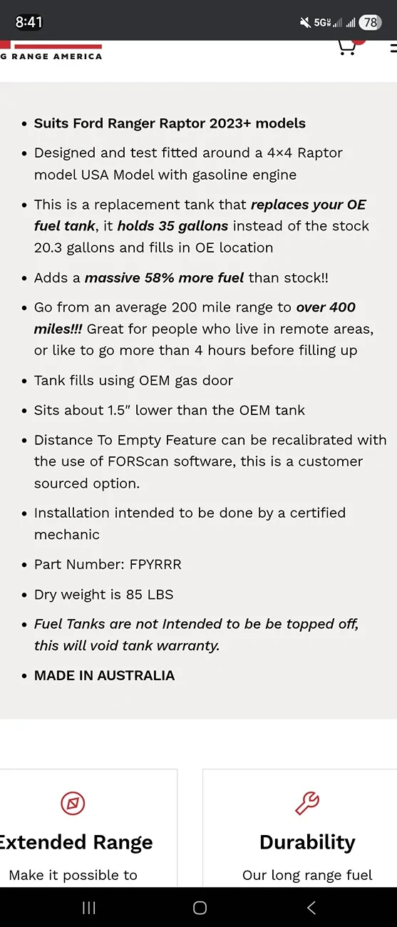 Ford Ranger DTE with the Long Range America 35 gallon fuel tank (500+ miles range now) Screenshot_20251028_084130_Chrom