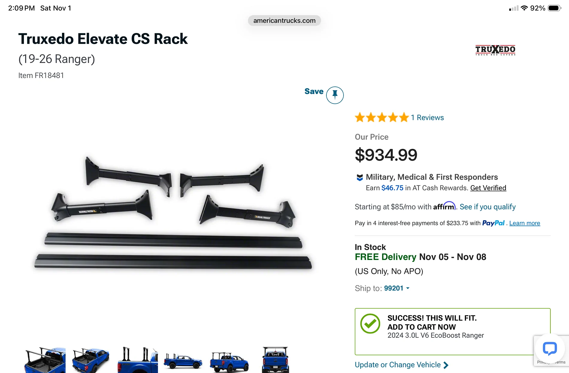 Ford Ranger Elevate CS Rack fitment on ranger 2025 IMG_8890