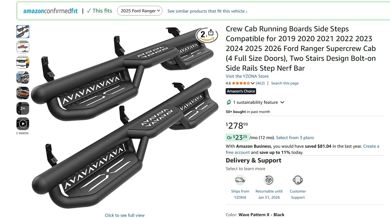 Ford Ranger Aftermarket Running Board Options for 6G Rangers Single step running boards