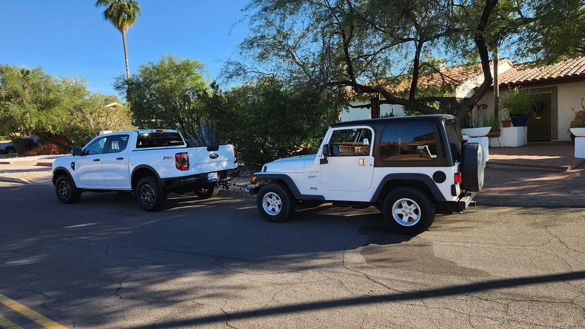Ford Ranger Towing a Jeep toad