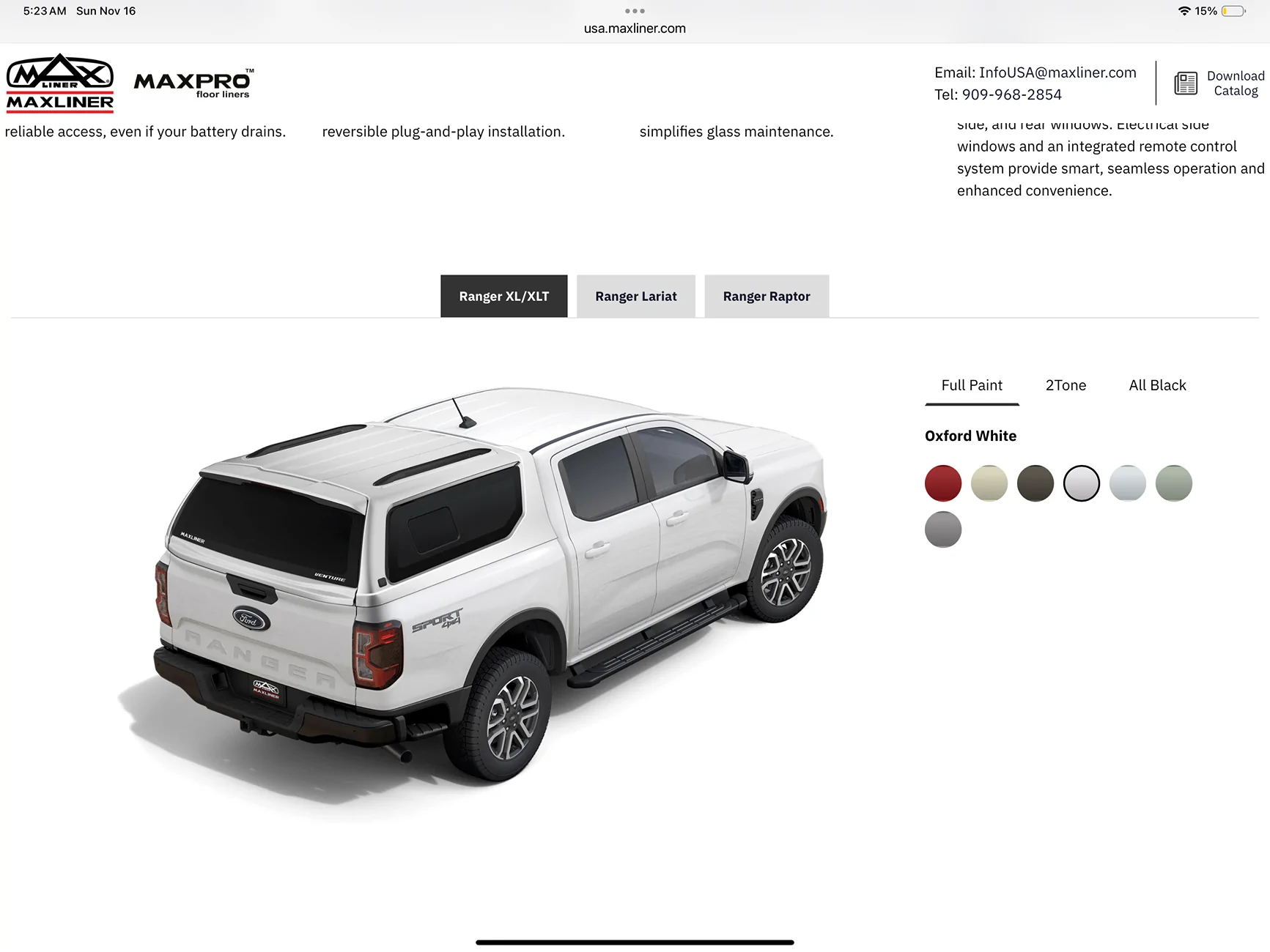 Ford Ranger Maxliner Venture Canopy Installed on 2025 Ranger Raptor IMG_0935