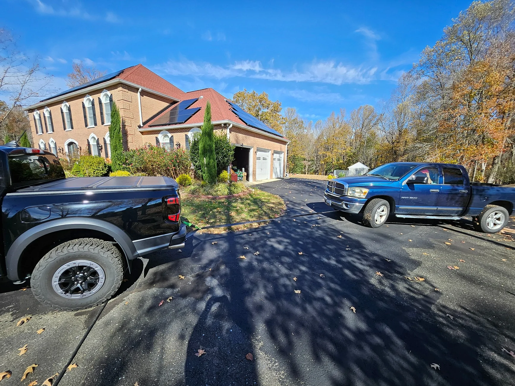 Ford Ranger Towing my girl's Ram 1500 back to pavement 20251105_120329