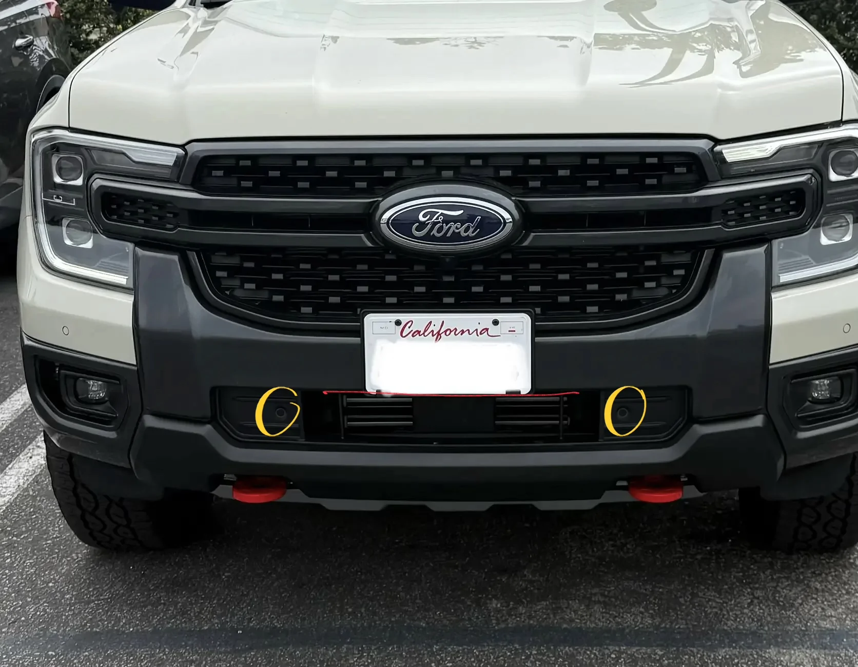 Ford Ranger Front Collision Avoidance system conflicts with front license plate. IMG_2919