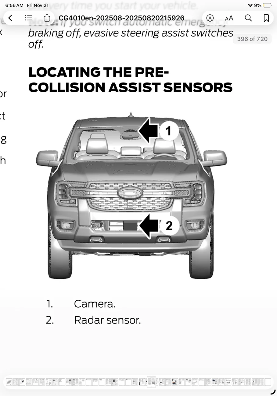 Ford Ranger Front Collision Avoidance system conflicts with front license plate. IMG_2921
