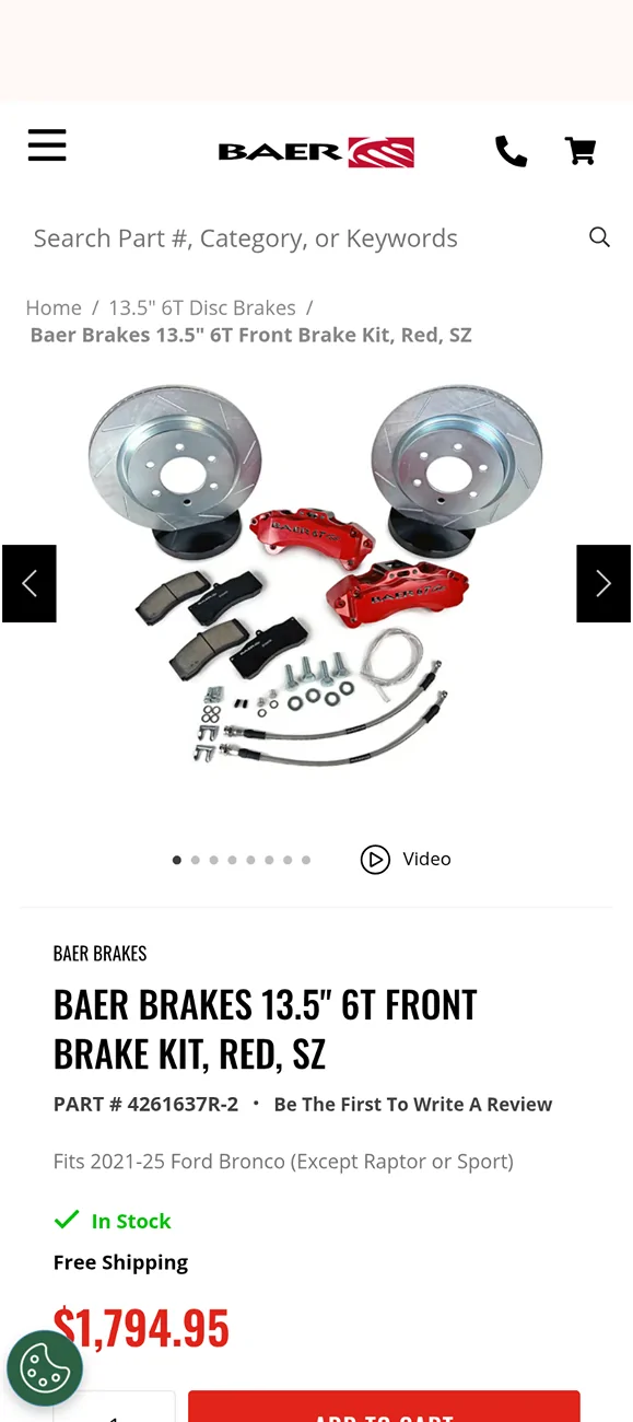 Ford Ranger Baer Brakes 13.5" 6T Front Brake Kit for 21-25 Bronco compatible? Screenshot_20251124-100750