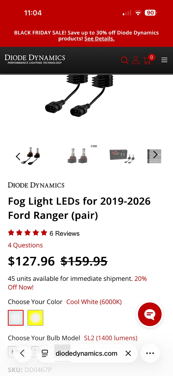 Ford Ranger Diode Dynamics H11 SL2 reviews / feedback? IMG_1110