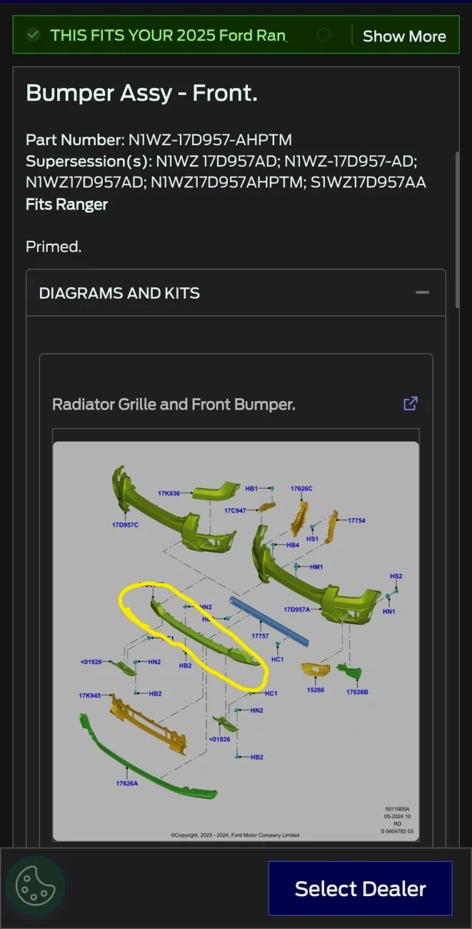 Ford Ranger Help - Can't Find Part Number Screenshot_20251205_170044_Samsung Internet