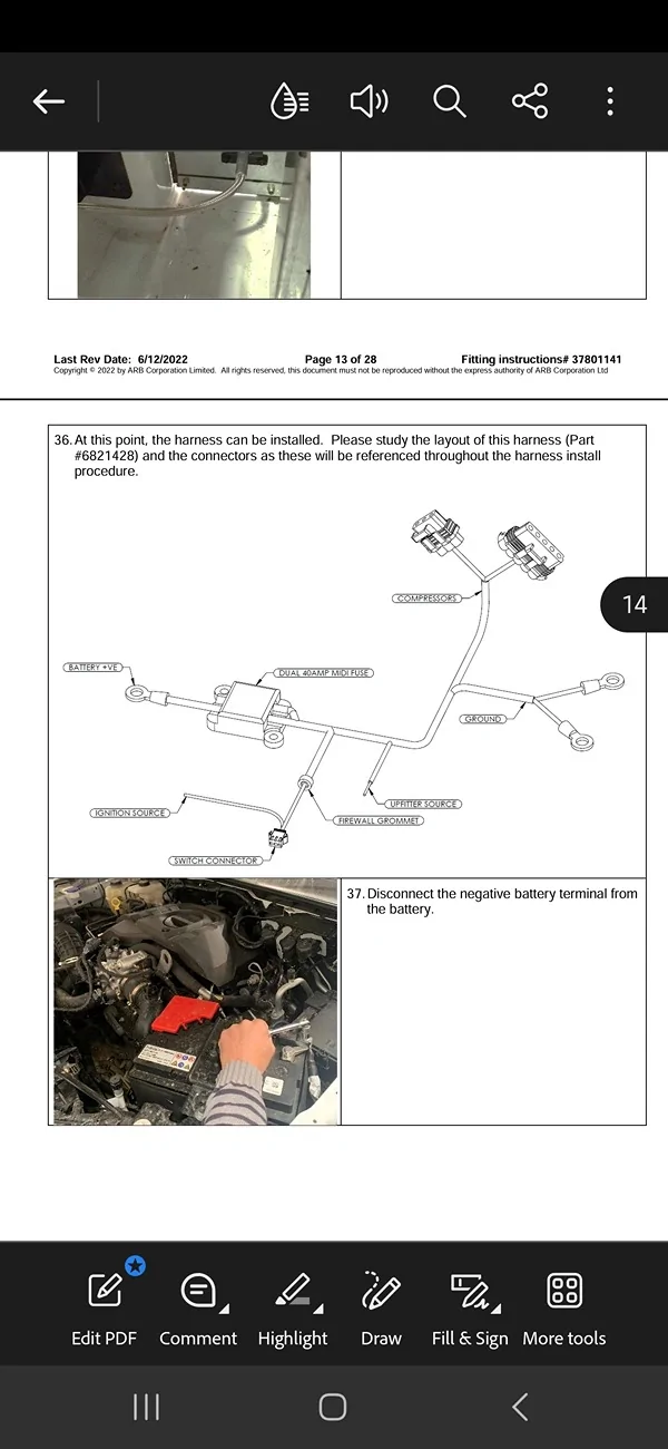 Ford Ranger On Board Air, where did you tap power? Screenshot_20251207_200944_Adobe Acrobat