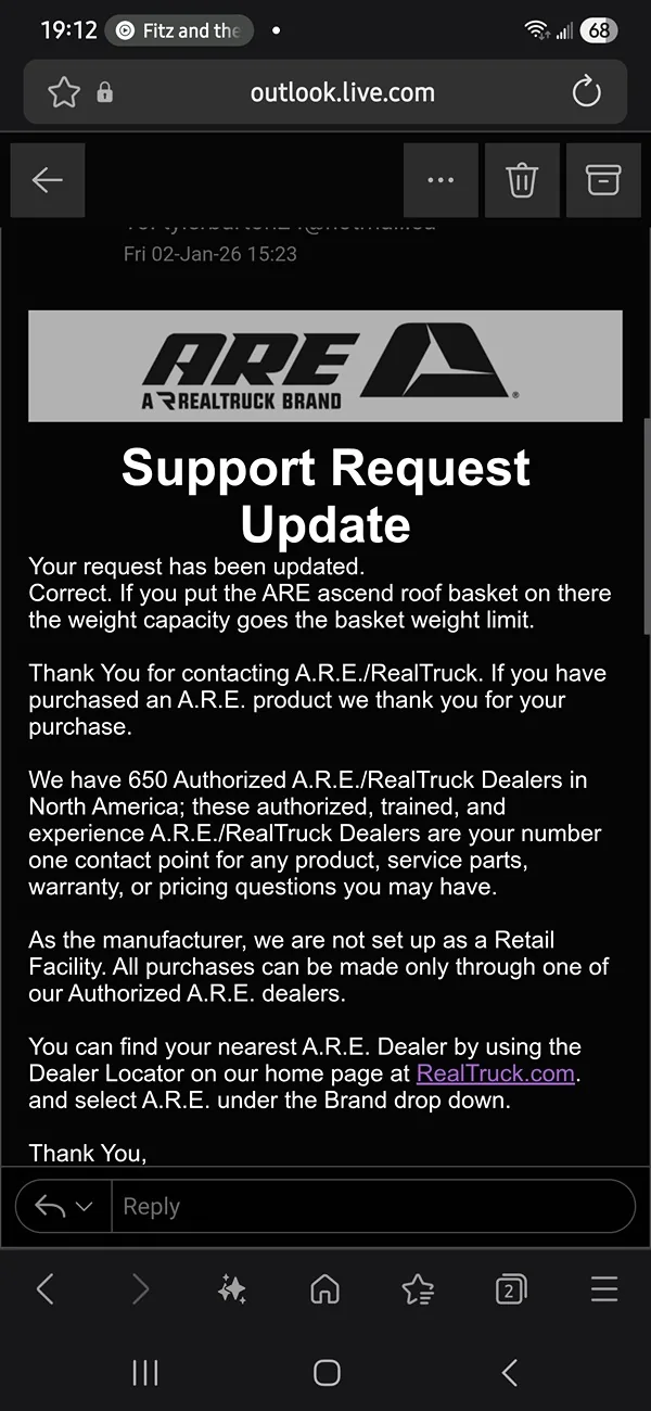 Ford Ranger 2024 Ranger Camper Shell Compatibility (w/ 2023 Ranger)? Screenshot_20260102_191259_Samsung Internet