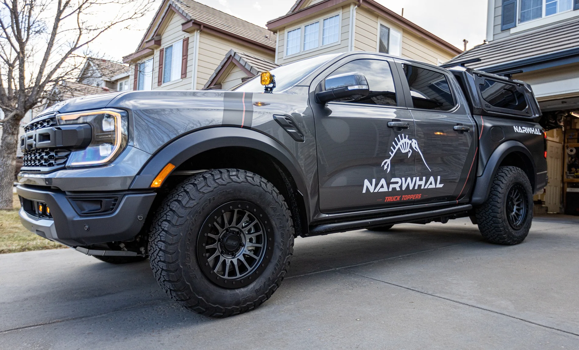 Ford Ranger RRW RR7-H Matte Gunmetal Wheels Installed On Stock KO3's +25 Offset A77A9519