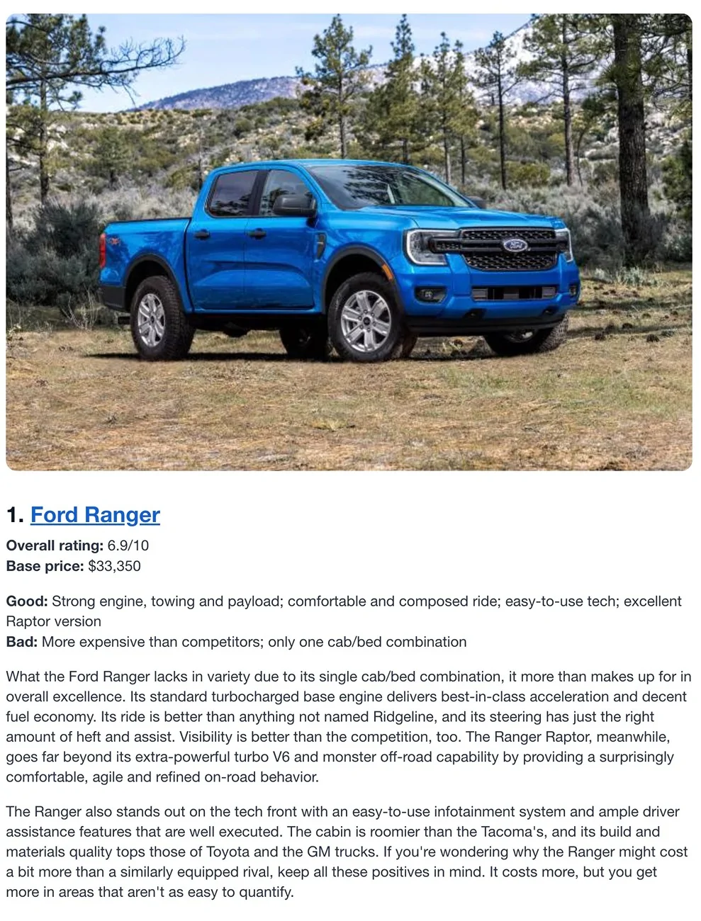 Ford Ranger Ford Ranger is Best Midsize Truck for 2026 (Edmunds List) Screenshot 2026-01-08 at 12.25.18 PM