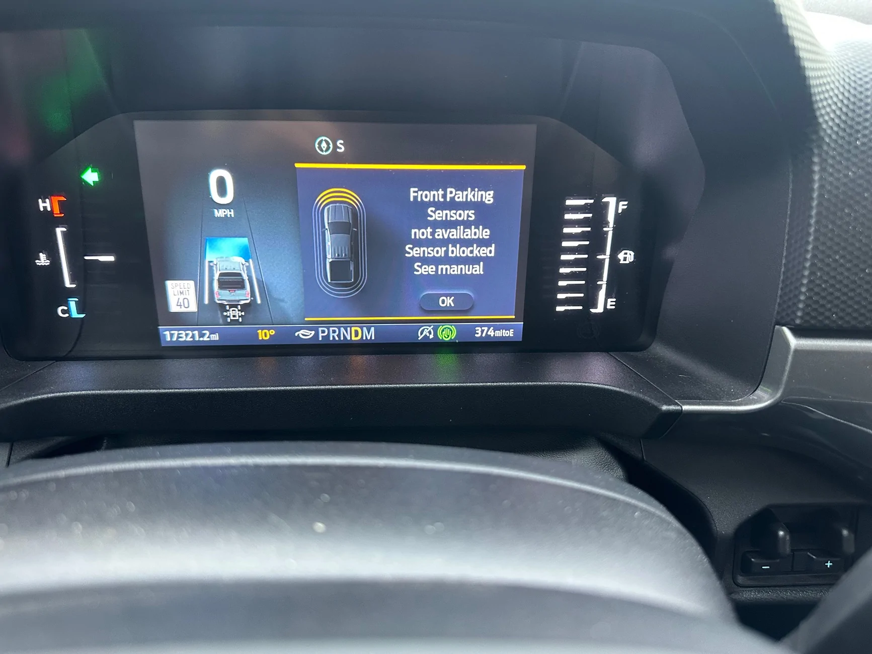 Ford Ranger Front Sensors Blocked Error IMG_6230