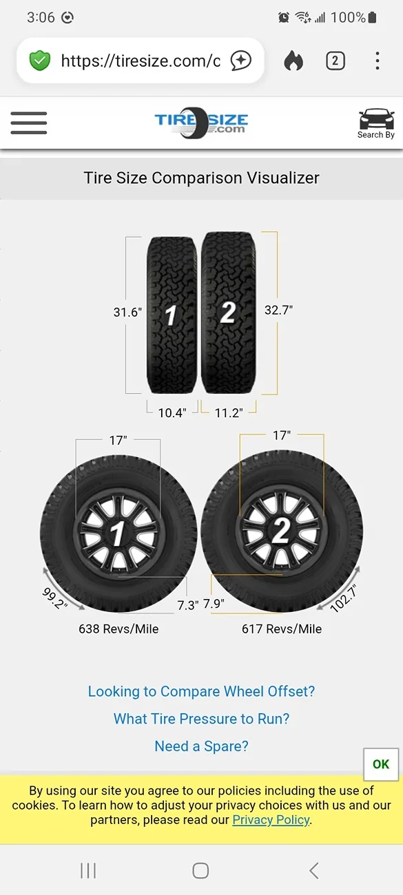 Ford Ranger 265/70R17 or 285/70R17 - is there that much difference? Screenshot_20260208_150657_DuckDuckGo