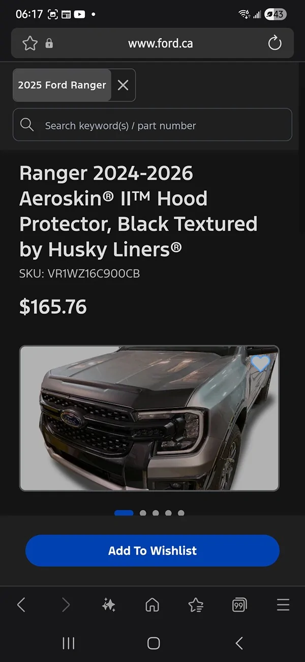 Ford Ranger Aeroskin hood protector thoughts? Screenshot_20260209_061735_Samsung Internet