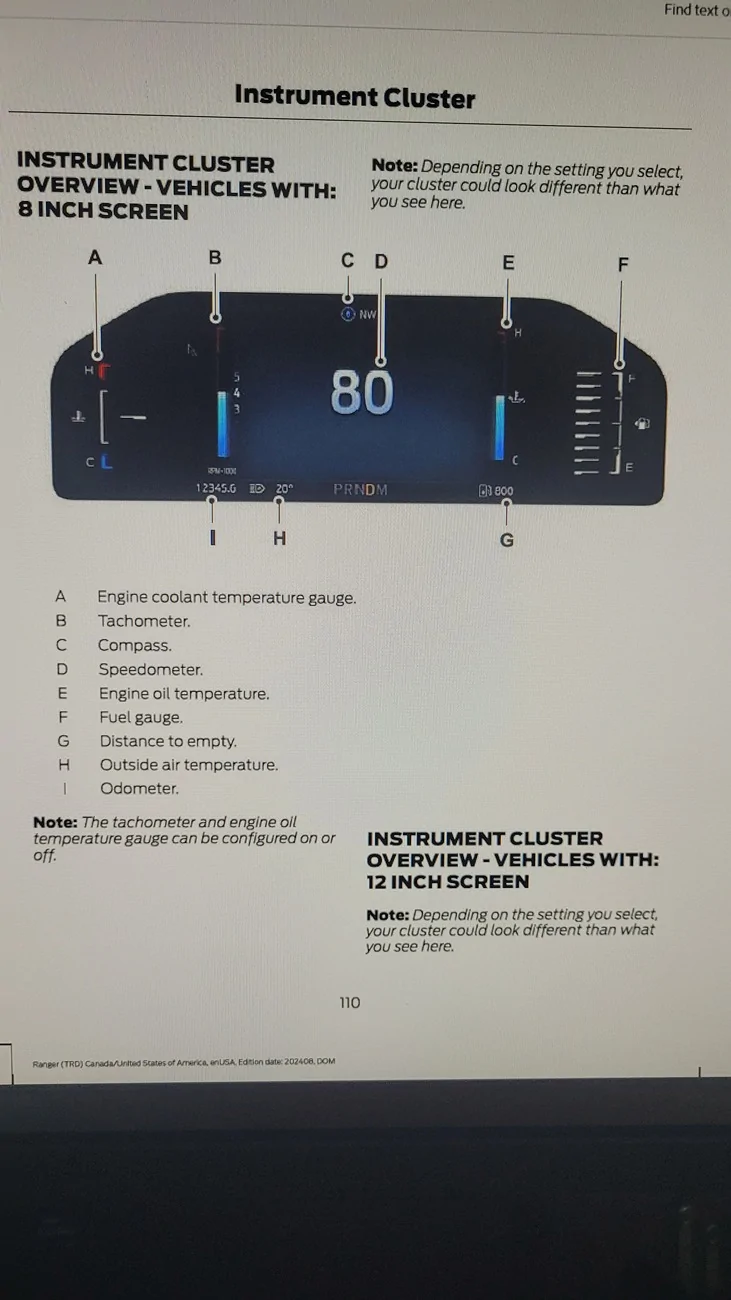 Ford Ranger Outside Air Temperature - Instrument Cluster 20260224_163307