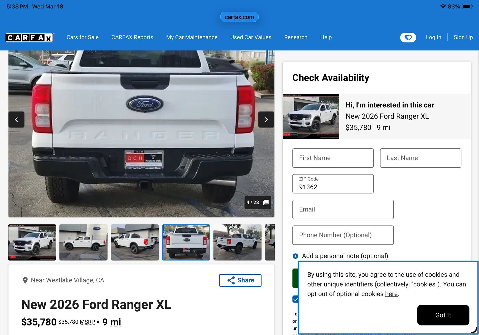 Ford Ranger 2026 XL now has LED taillights IMG_3644