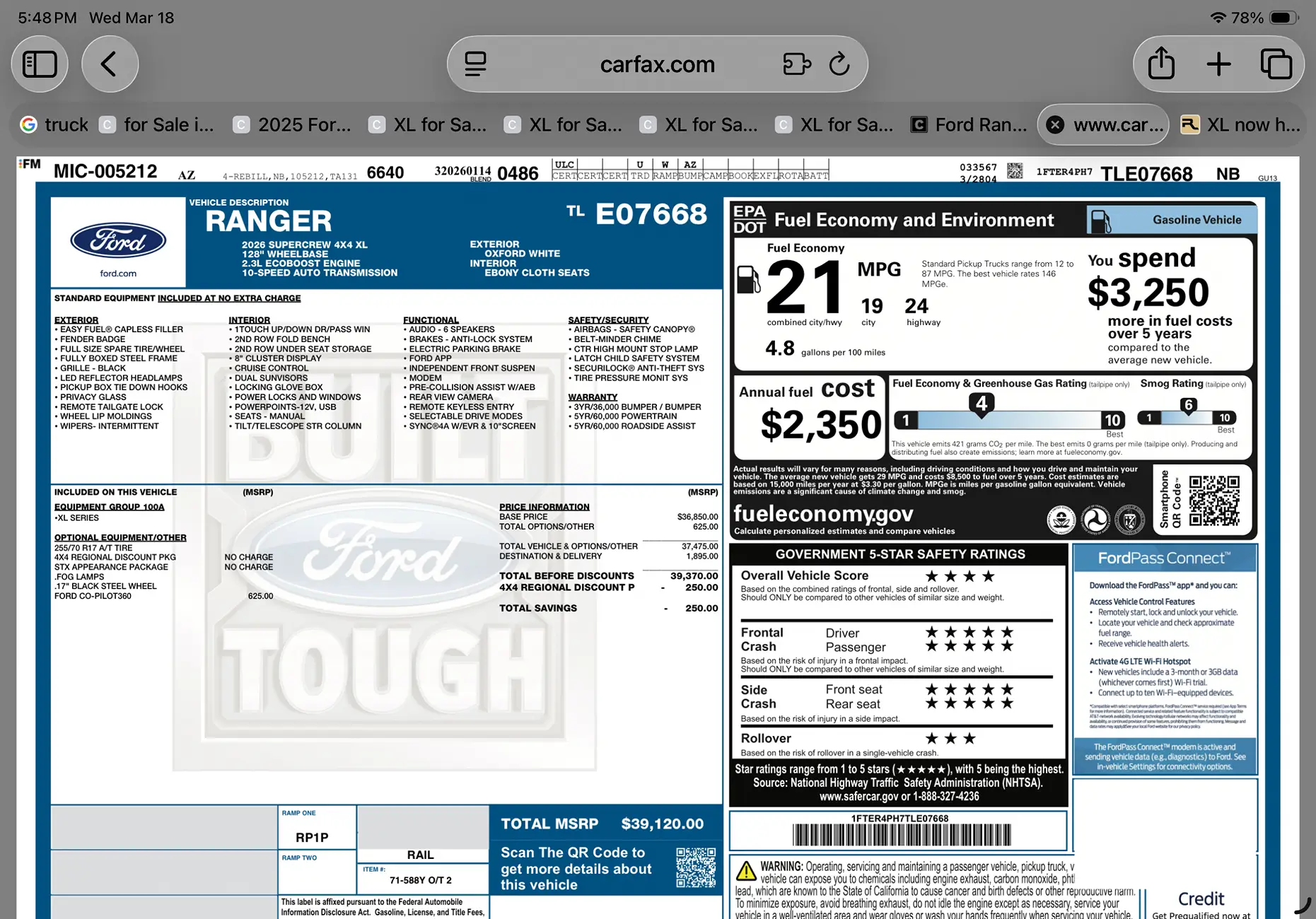 Ford Ranger 2026 XL now has LED taillights IMG_3646