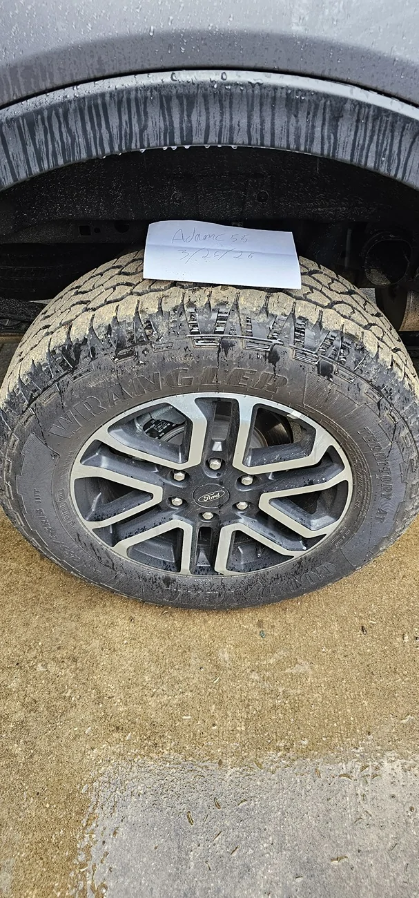Ford Ranger Factory Lariat 18" Wheels and 255/65r18 Goodyear Wrangler tires 20260326_171345