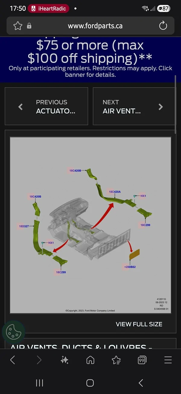 Ford Ranger Rear seat vent redesign 3D print. Screenshot_20260329_175007_Samsung Internet