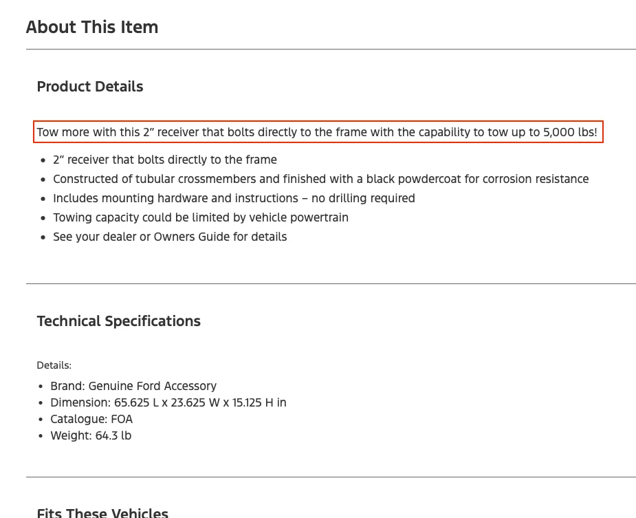 Ford Ranger What is the maximum trailer/cargo weight  (GVWR) of a 2.3 Ranger without tow package (and aftermarket Class 3 hitch installed)? Screenshot 2026-03-30 at 12.36.26 AM