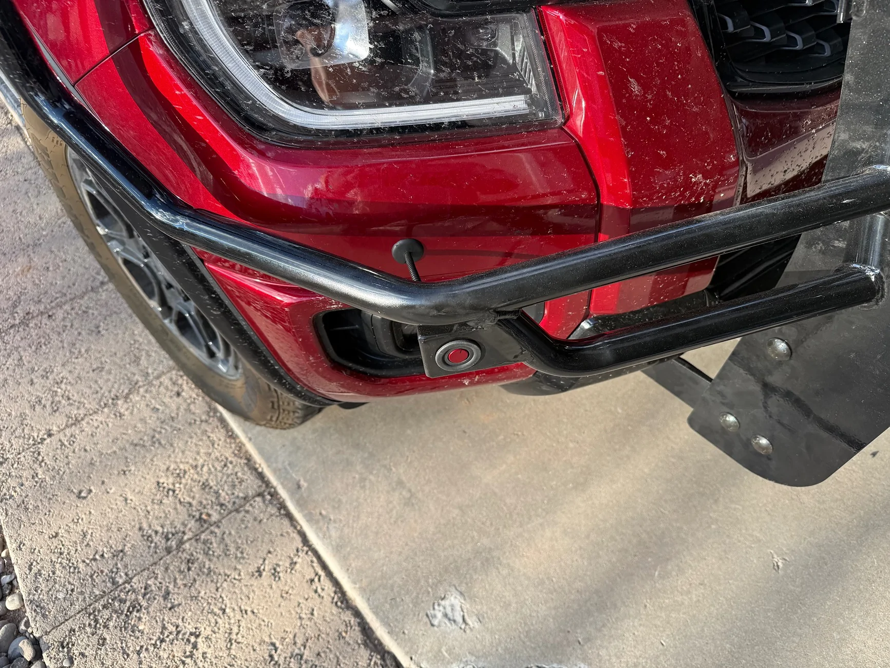 Ford Ranger Custom sensor relocation for a ranch hand grill guard IMG_1979