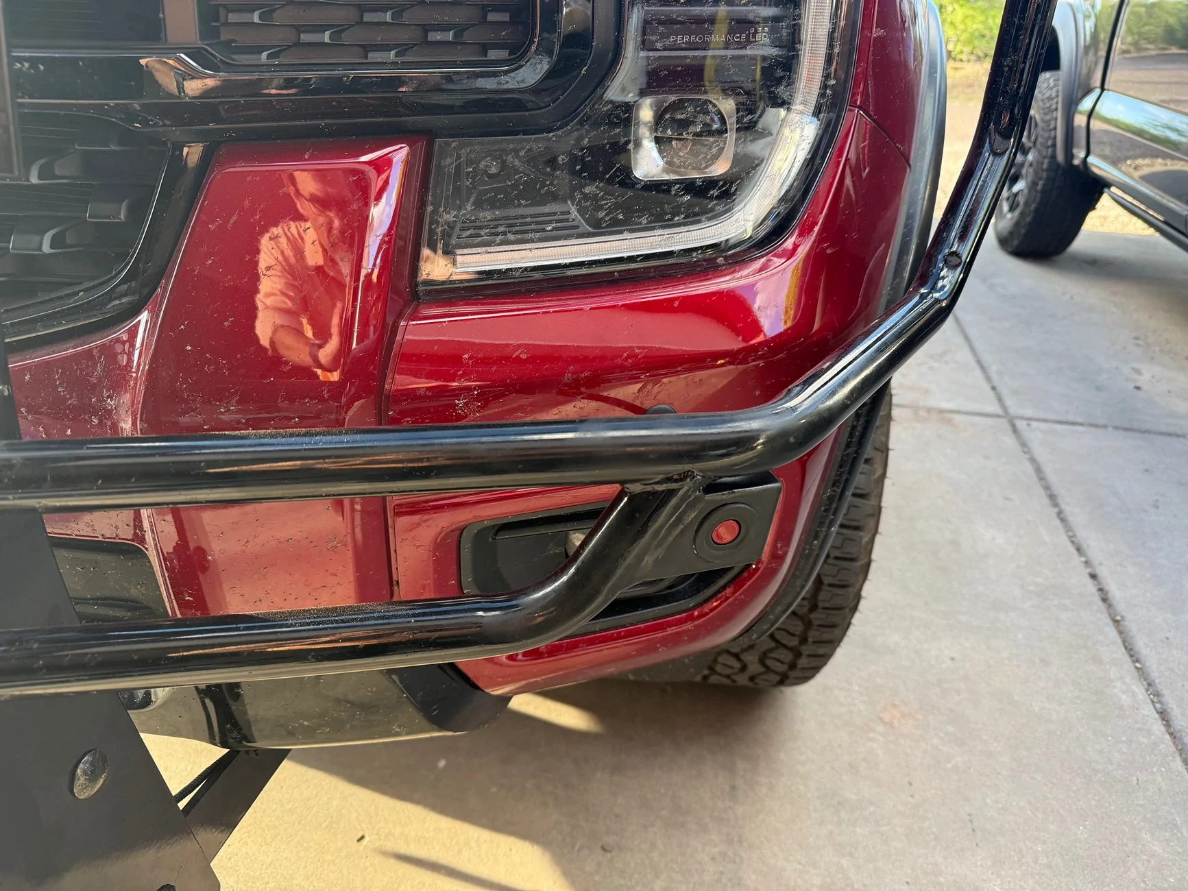 Ford Ranger Custom sensor relocation for a ranch hand grill guard IMG_1977