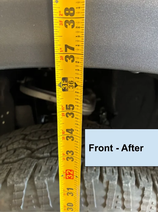 Ford Ranger Custom 1" Spacer and Detailed Level Kit Install Instructions Front - After