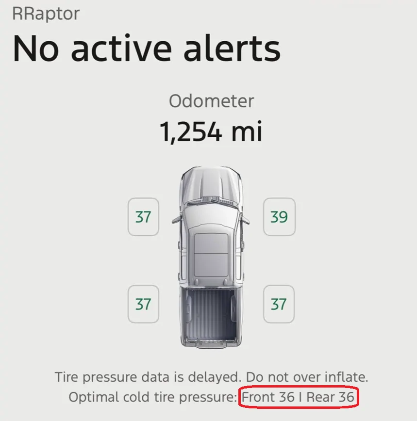 Ford Ranger Ford App: Tire Pressure Follows BCM setting rraptor_ford_app_pressur