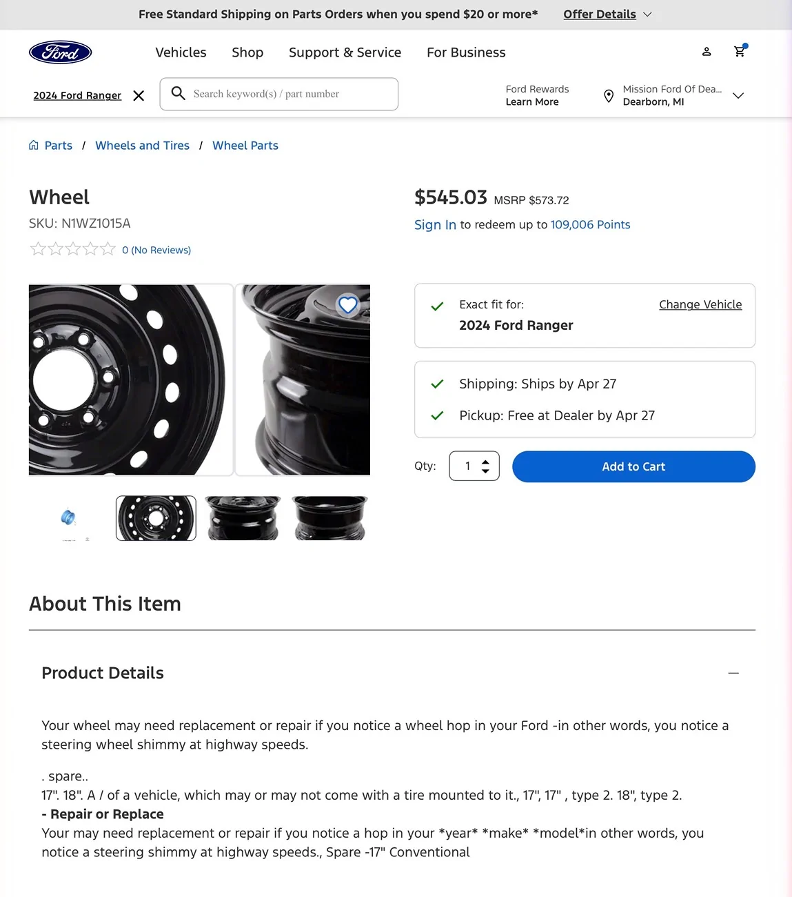 Ford Ranger ISO RR Steel Spare Wheel IMG_6781
