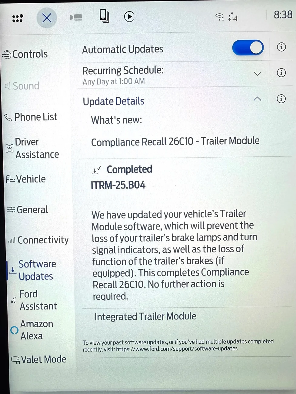 Ford Ranger Recall Trailer Module software update OVER THE AIR now working IMG_2916
