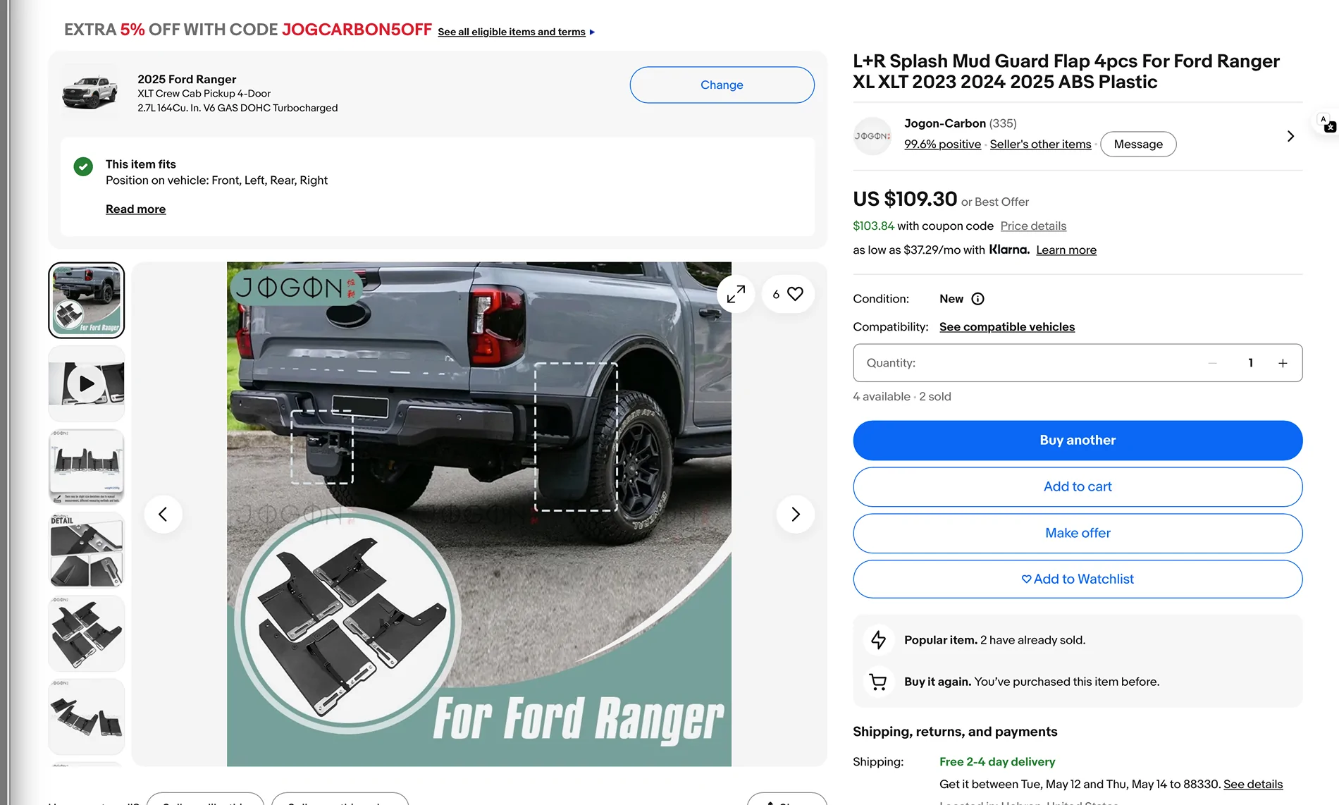Ford Ranger Mud Flaps, yay or nay? Screenshot 2026-05-09 at 17.26.46