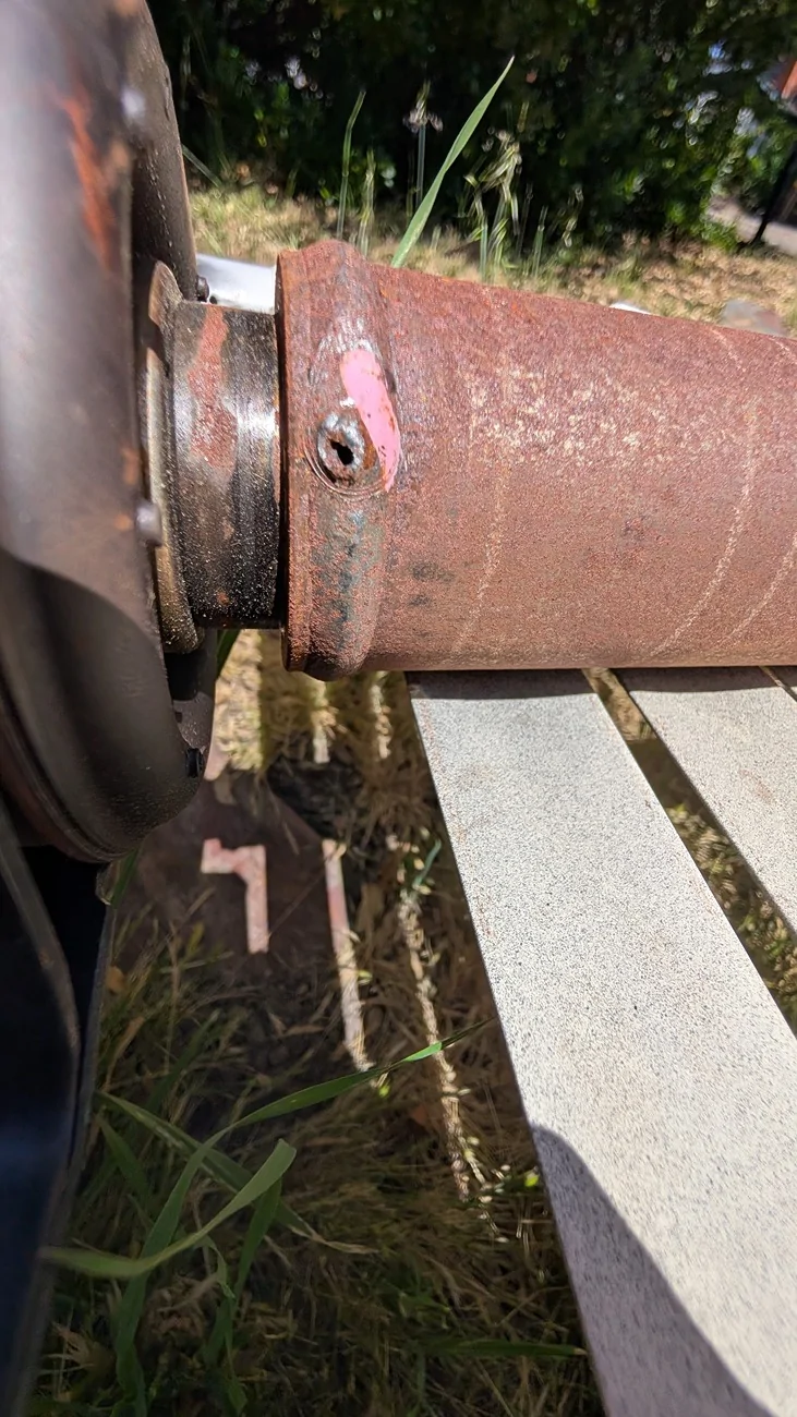 Ford Ranger Driveshaft front half, deep void/pit on weld PXL_20260518_185727873.MP