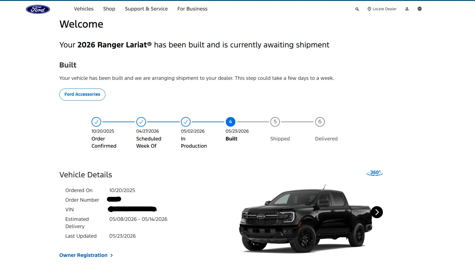 Ford Ranger 2026 Ranger with power moonroof build date confirmation Screenshot 2026-05-24 061621