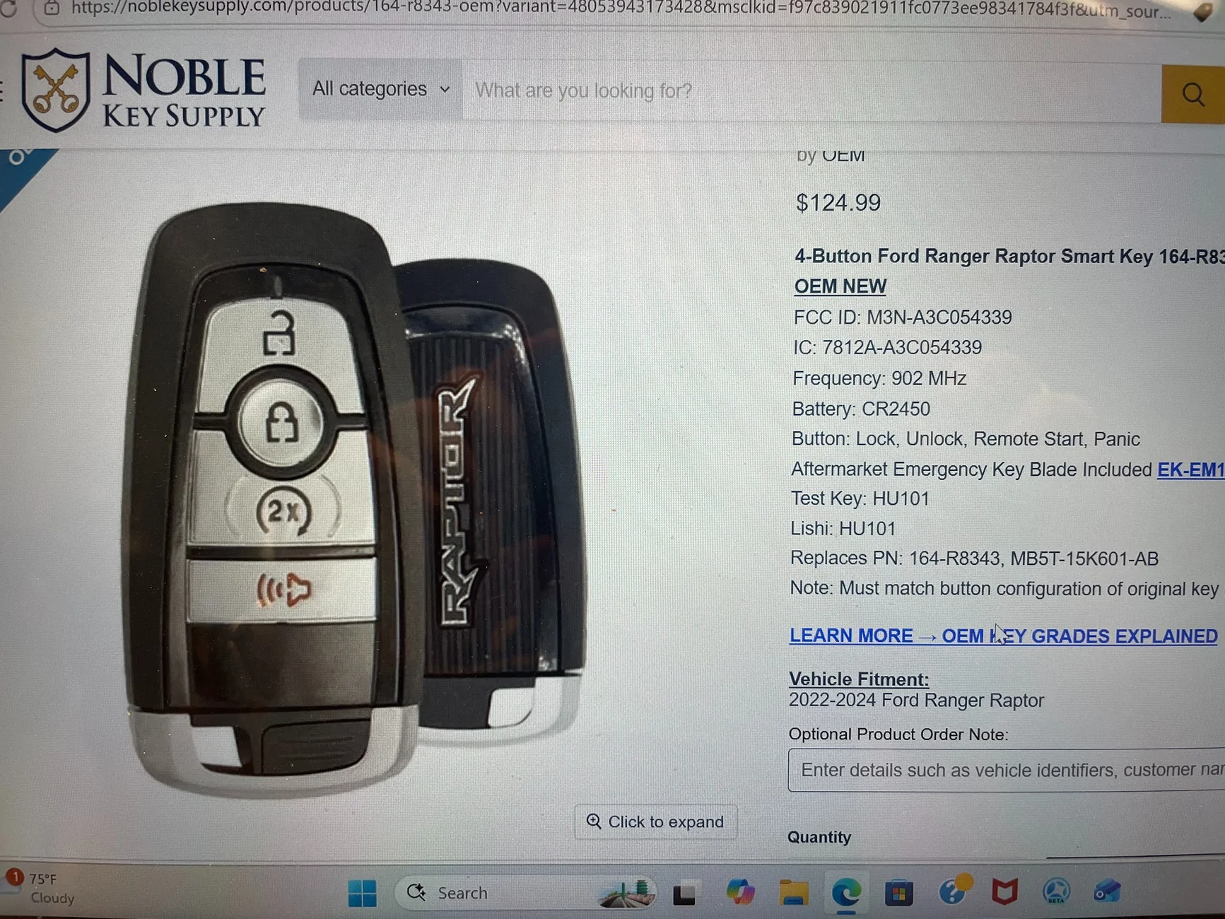 Ford Ranger Raptor Key Fob Question. IMG_6401